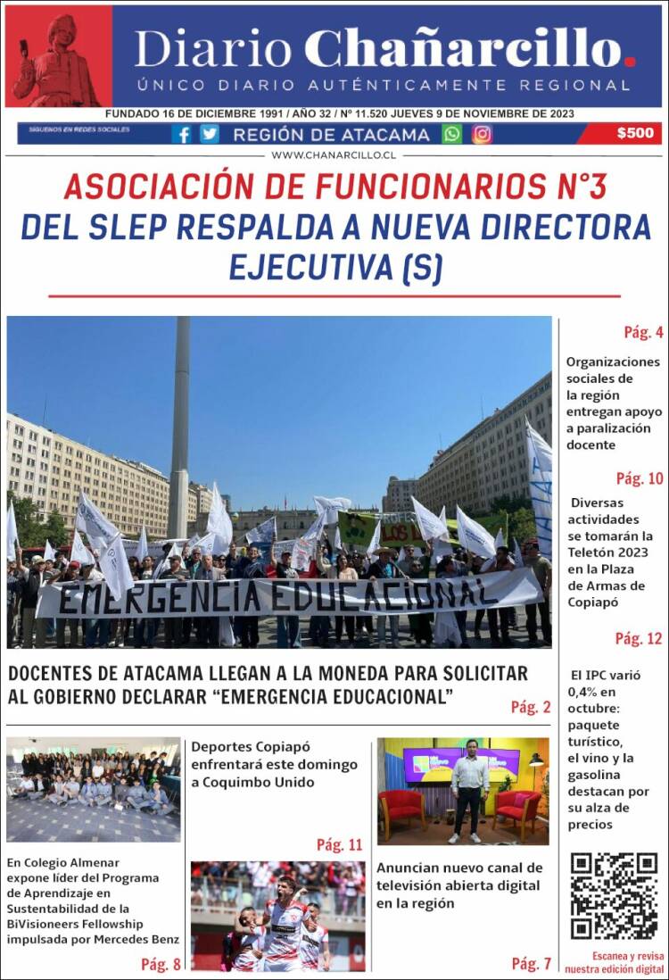 Portada de Diario Chañarcillo (Chile)