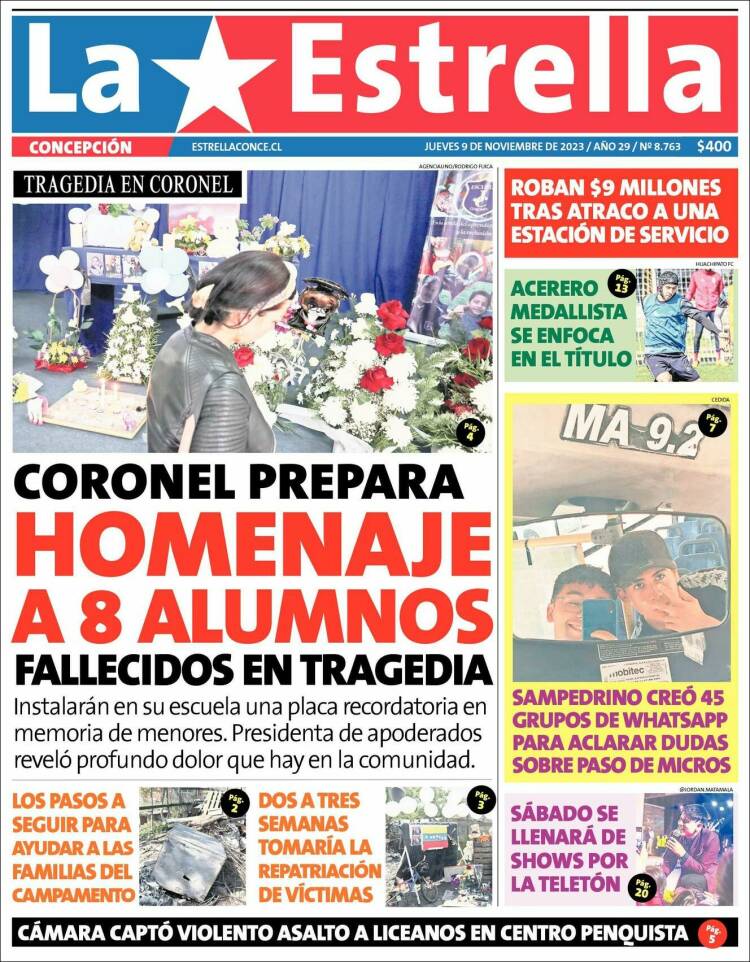 Portada de La Estrella de Concepción (Chile)