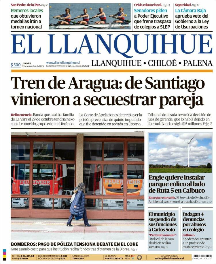 Portada de El Llanquihue (Chile)