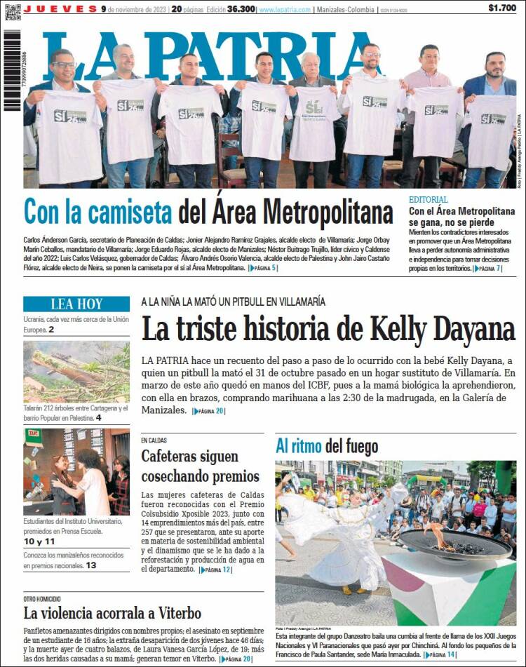 Portada de La Patria (Colombia)