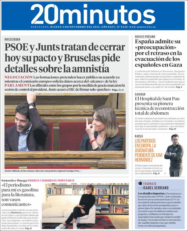 Portada de 20 Minutos - Barcelona (España)