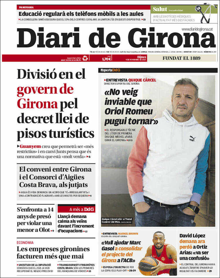 Portada de Diari de Girona (España)