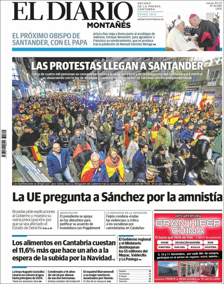 Portada de El Diario Montañés (España)
