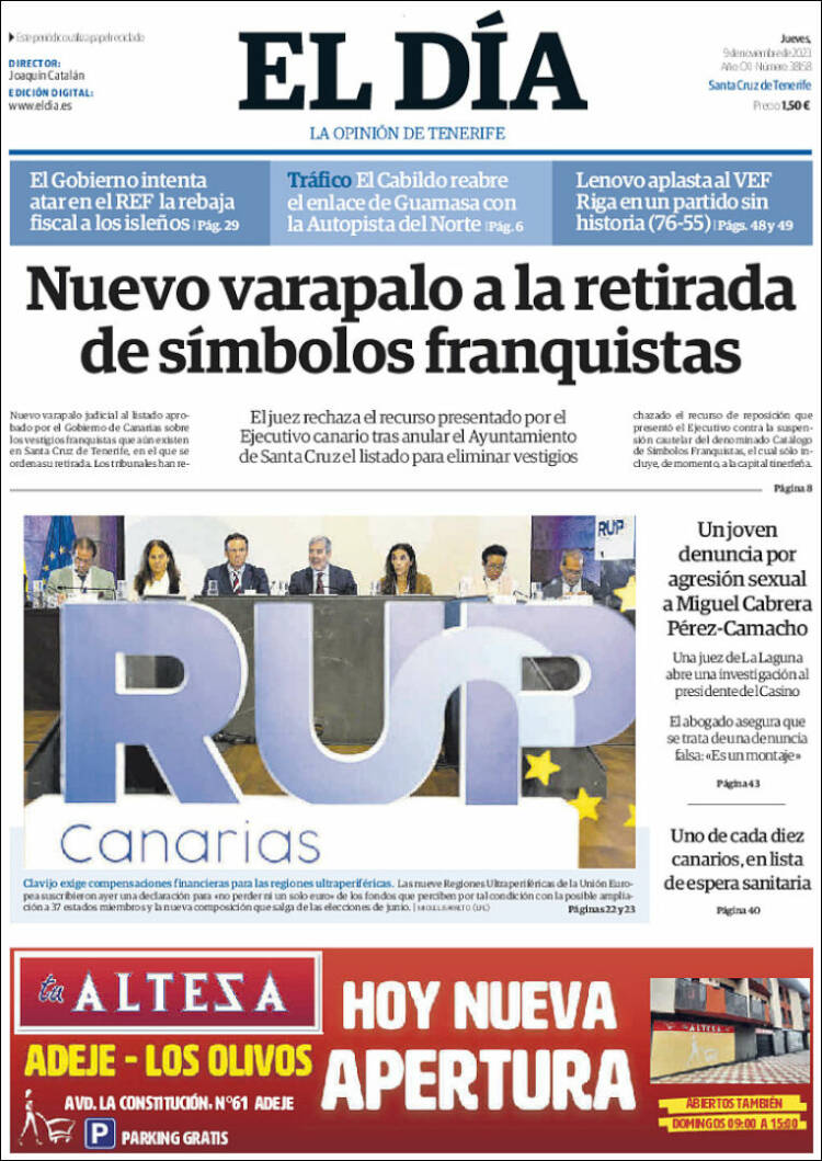 Portada de El Día (España)