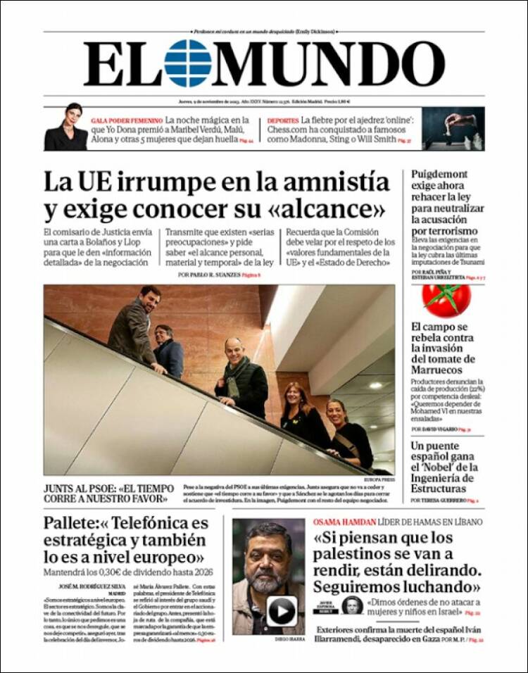 Portada de El Mundo (España)
