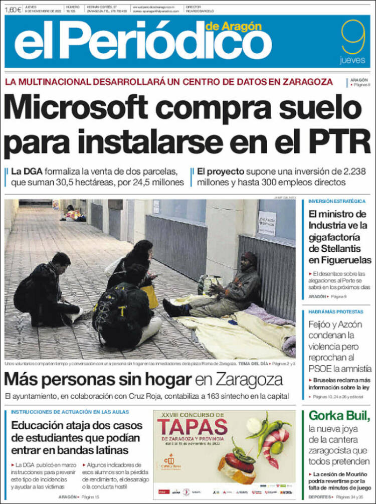 Portada de El Periódico de Aragón (España)