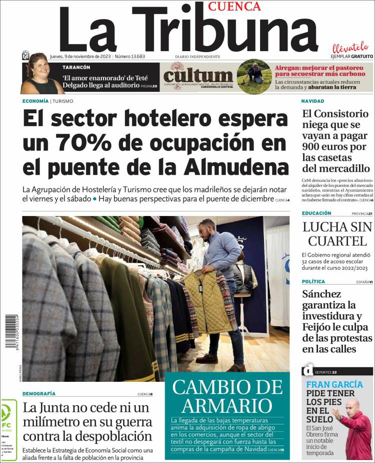 Portada de La Tribuna de Cuenca (España)