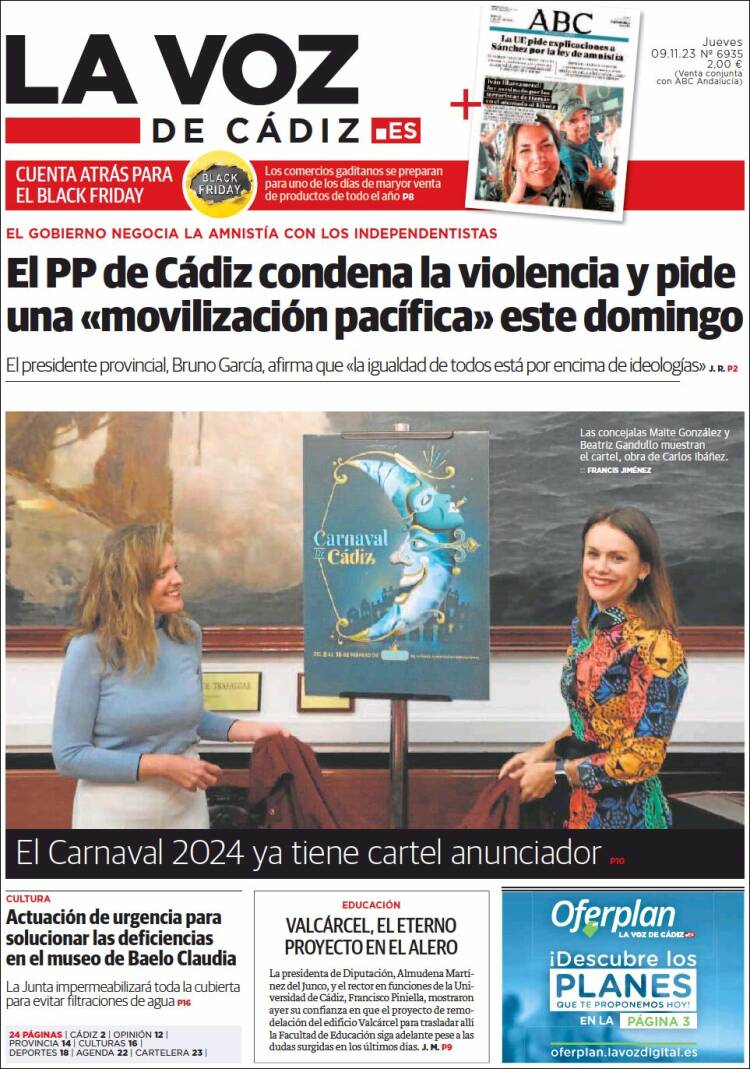 Portada de La Voz de Cádiz (España)