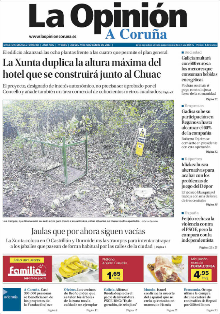 Portada de La Opinión de A Coruña (España)