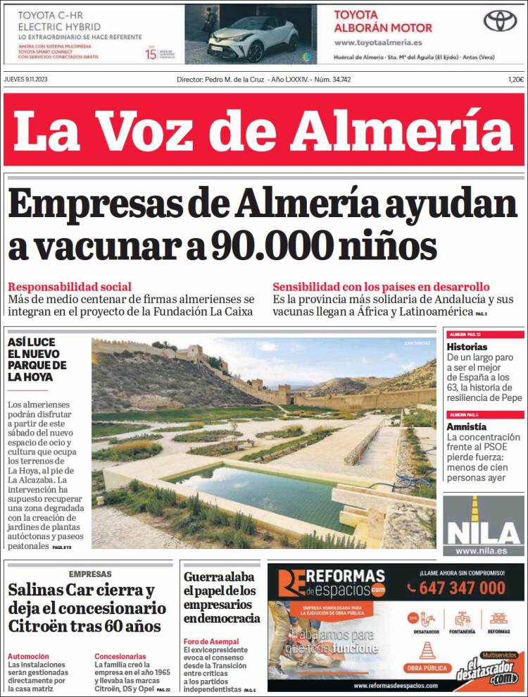 Portada de La Voz de Almería (España)