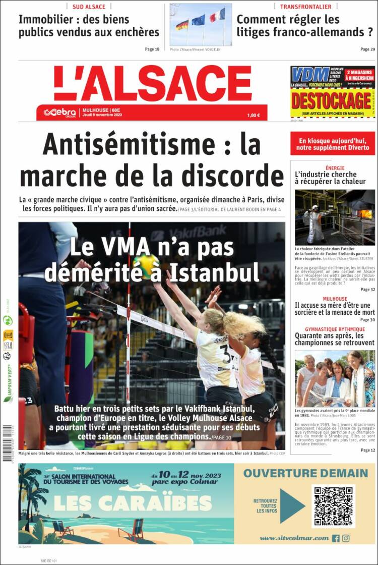 Portada de Journal L'Alsace (Francia)
