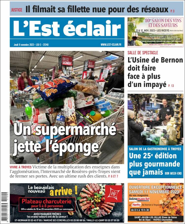 Portada de L'Est Eclair (Francia)