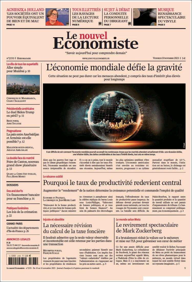 Portada de Le nouvel Economiste (Francia)