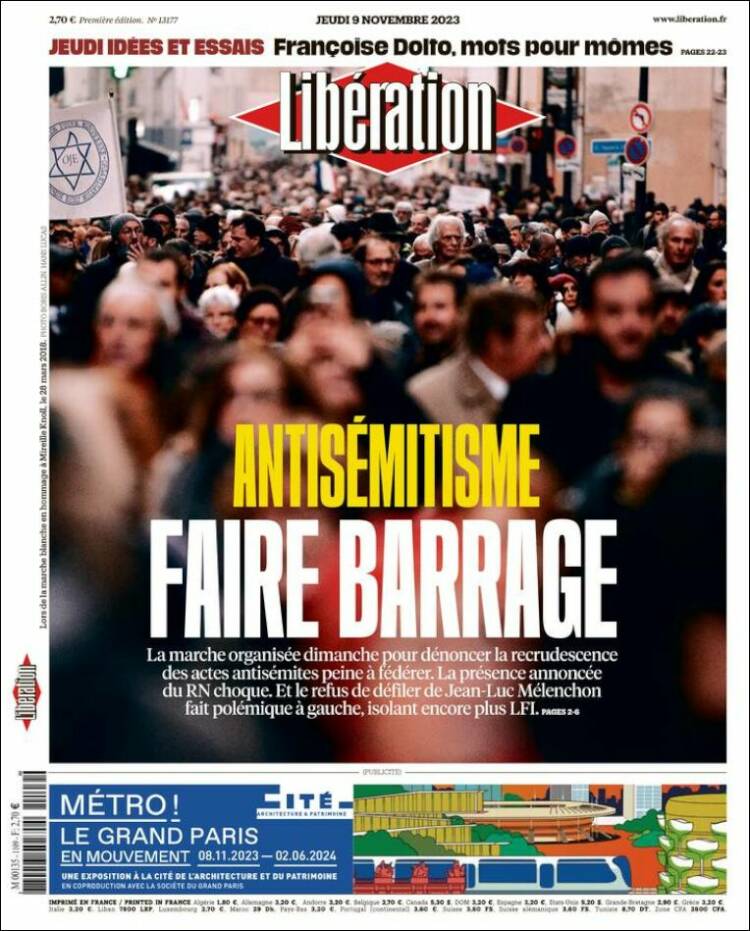 Portada de Libération (Francia)