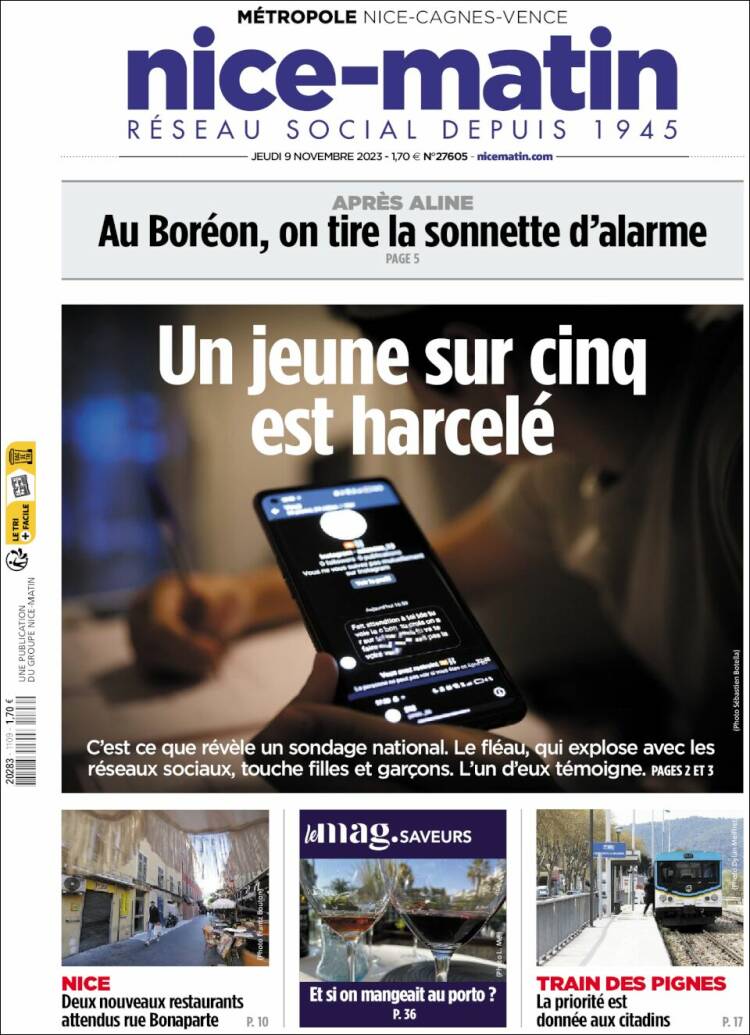 Portada de Nice-Matin (Francia)