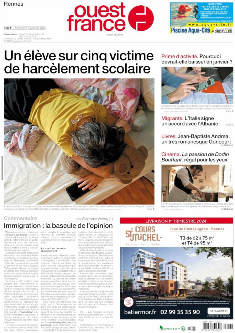 Portada de Ouest France (Francia)