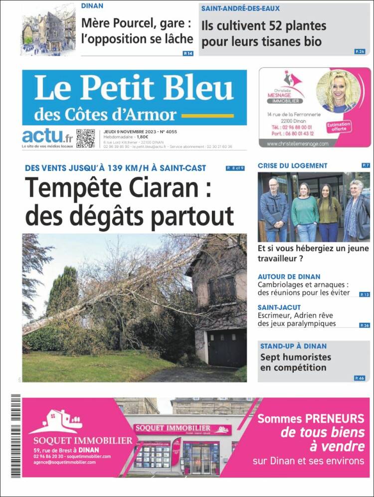Portada de Le Petit Bleu (Francia)