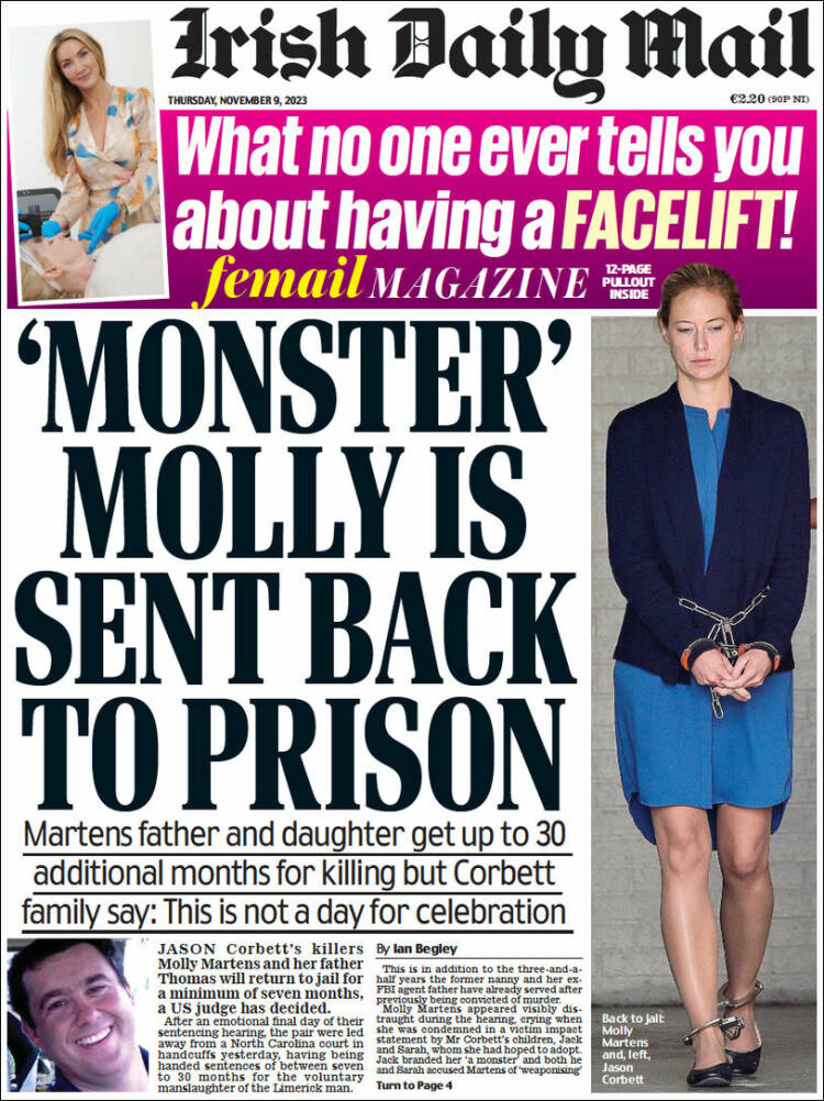 Portada de Irish Daily Mail (Irlanda)
