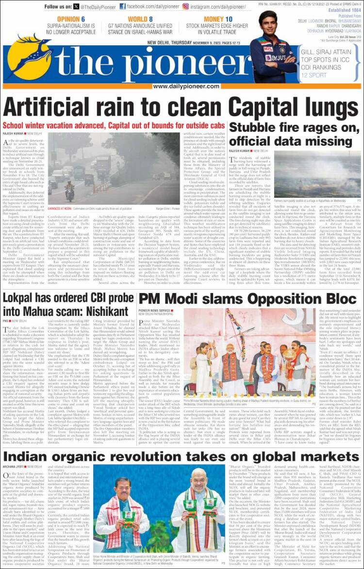 Portada de The Pioneer (India)