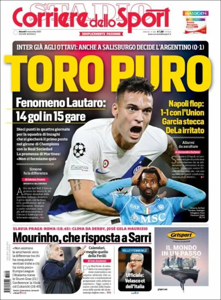 Portada de Corriere dello Sport (Italia)
