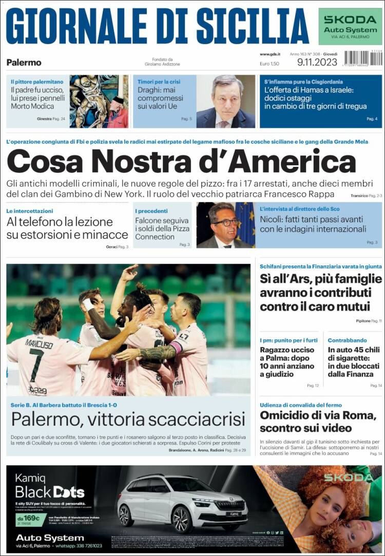 Portada de Giornale di Sicilia (Italia)