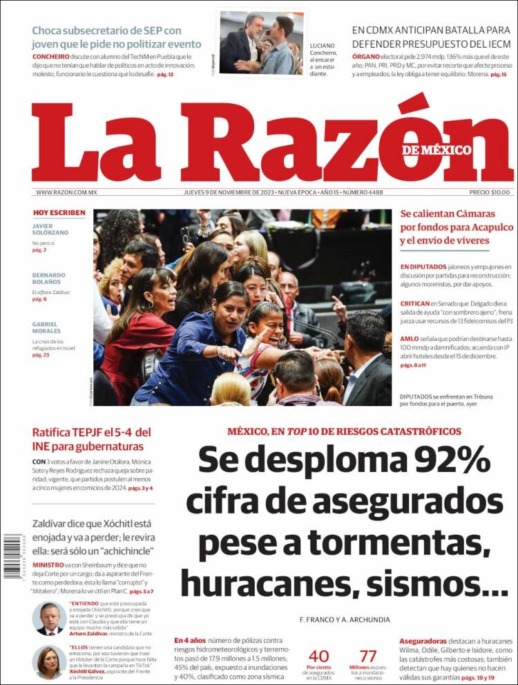 Portada de La Razón (M&eacute;xico)