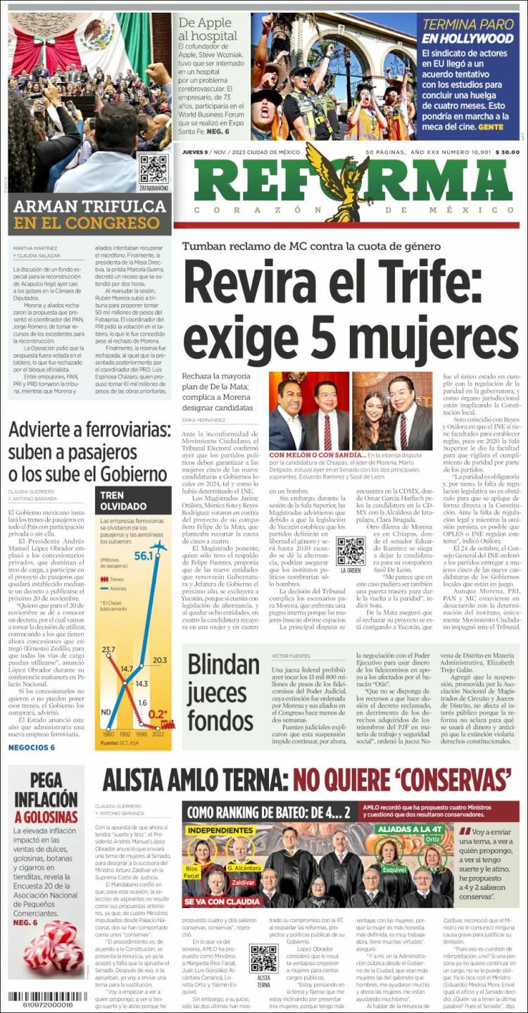 Portada de Reforma (M&eacute;xico)