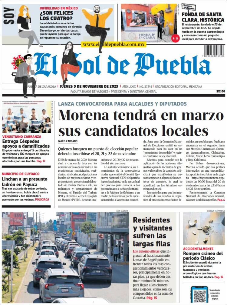 Portada de El Sol de Puebla (M&eacute;xico)