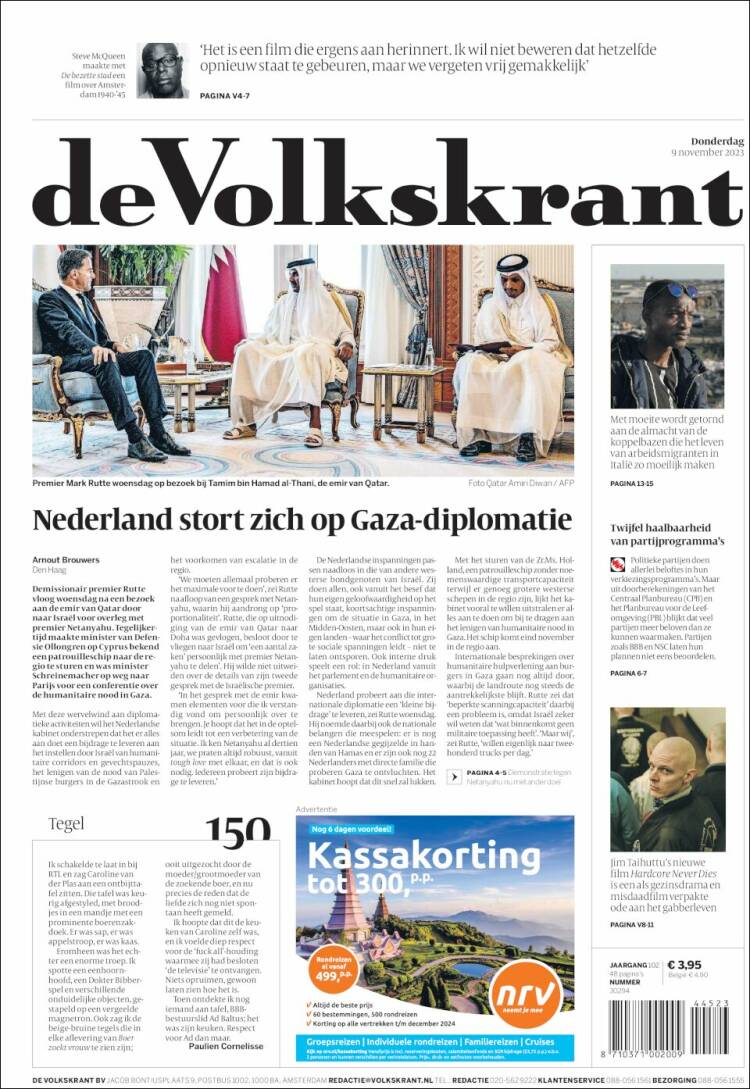 Portada de De Volkskrant (Pa&iacute;ses Bajos)