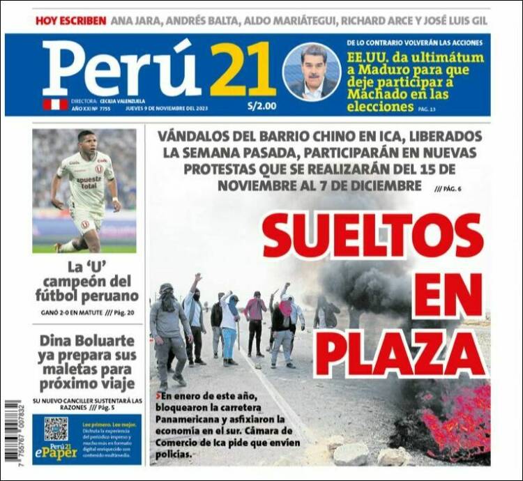 Portada de Perú 21 (Per&uacute;)