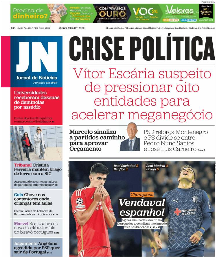 Portada de Jornal de Notícias (Portugal)