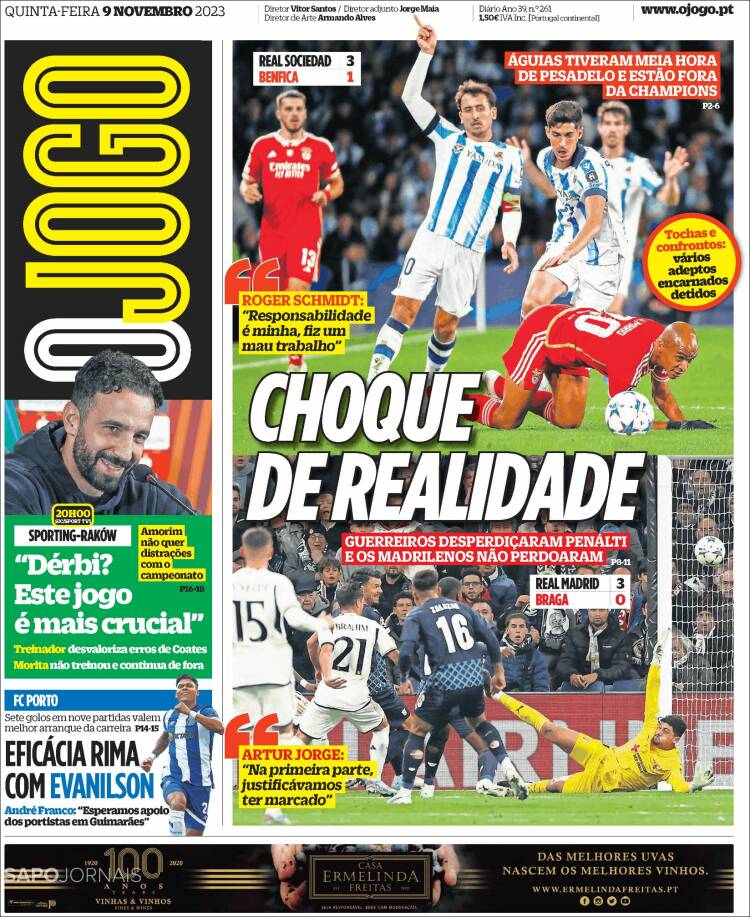 Portada de O Jogo (Portugal)