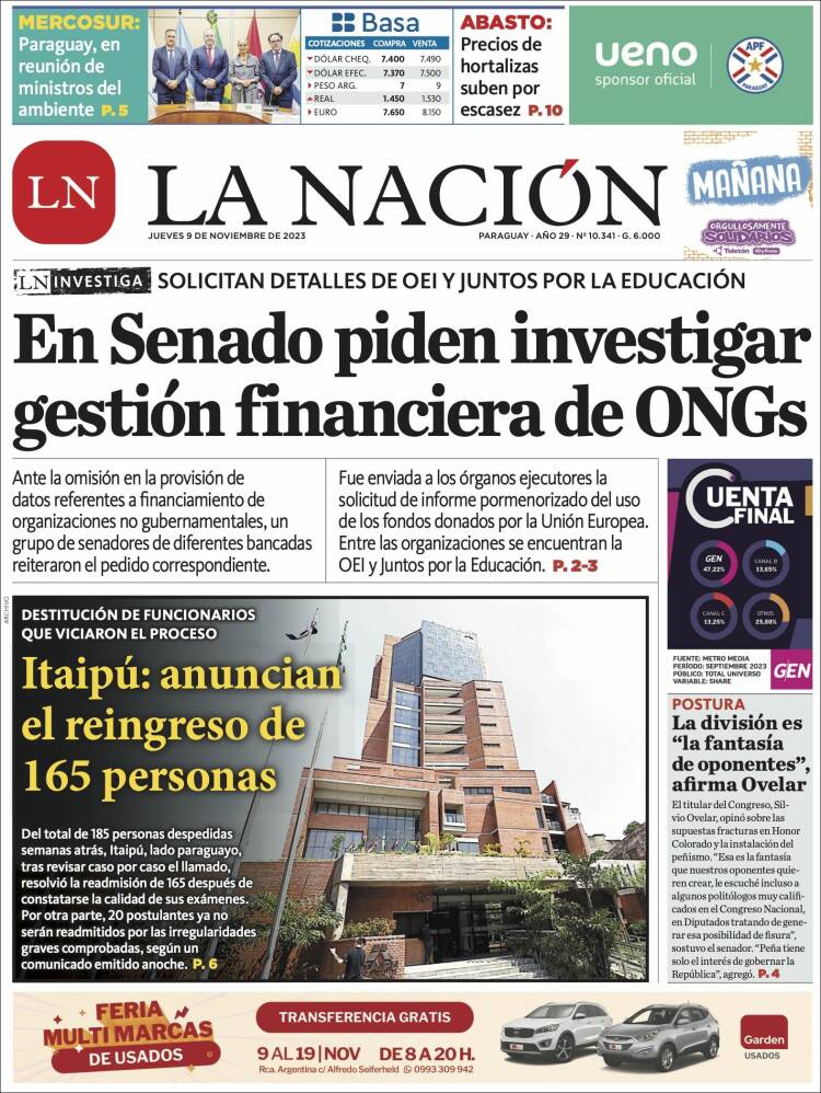 Portada de La Nación (Paraguay)