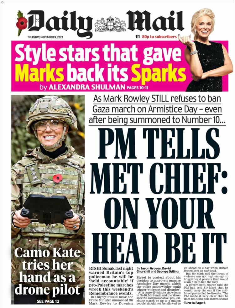 Portada de Daily Mail (Reino Unido)