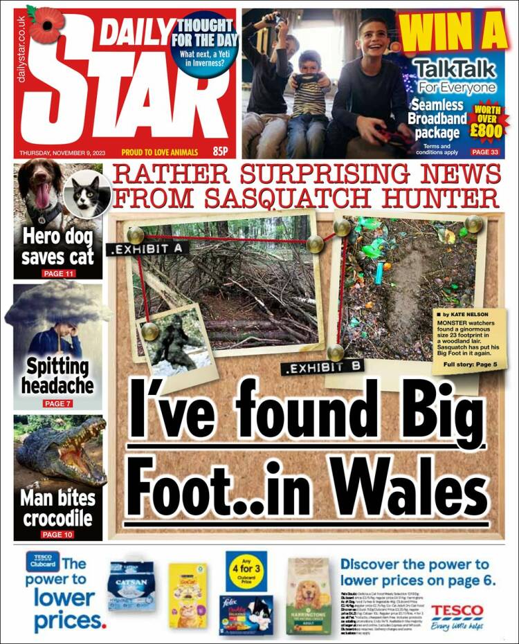 Portada de Daily Star (Reino Unido)