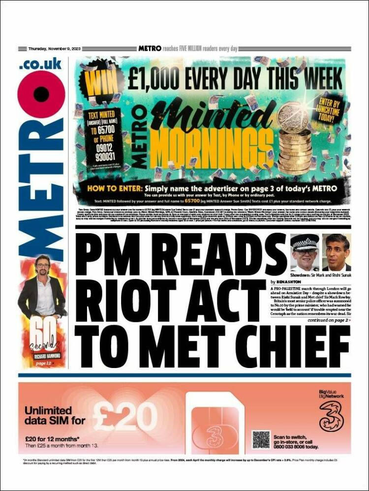 Portada de Metro (Reino Unido)