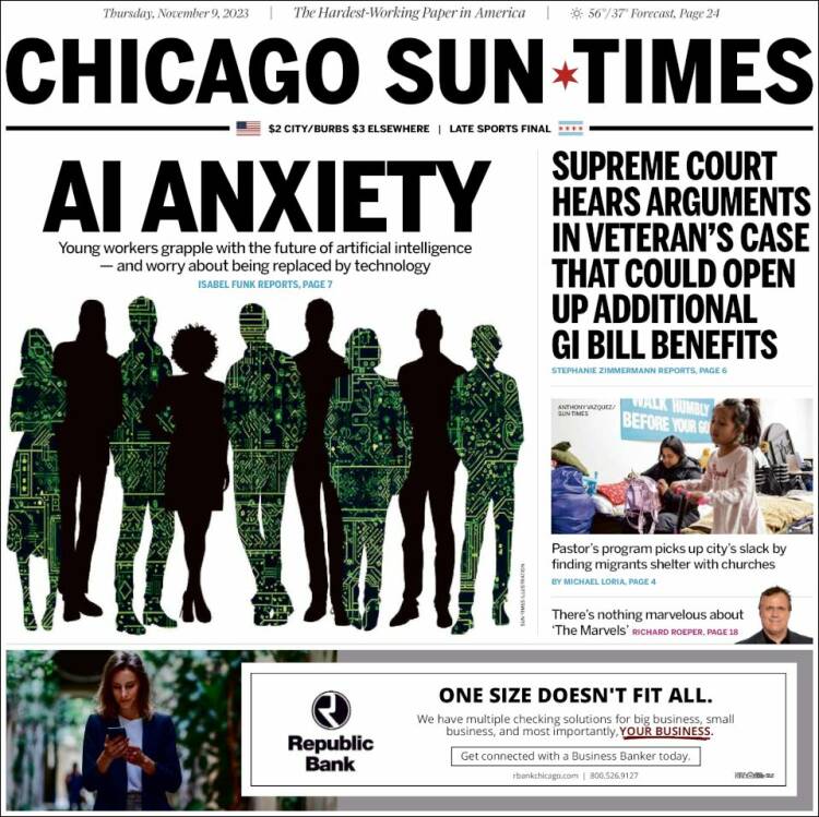 Portada de Chicago Sun-Times (USA)