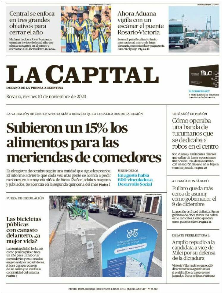 Portada de La Capital - Rosario (Argentina)