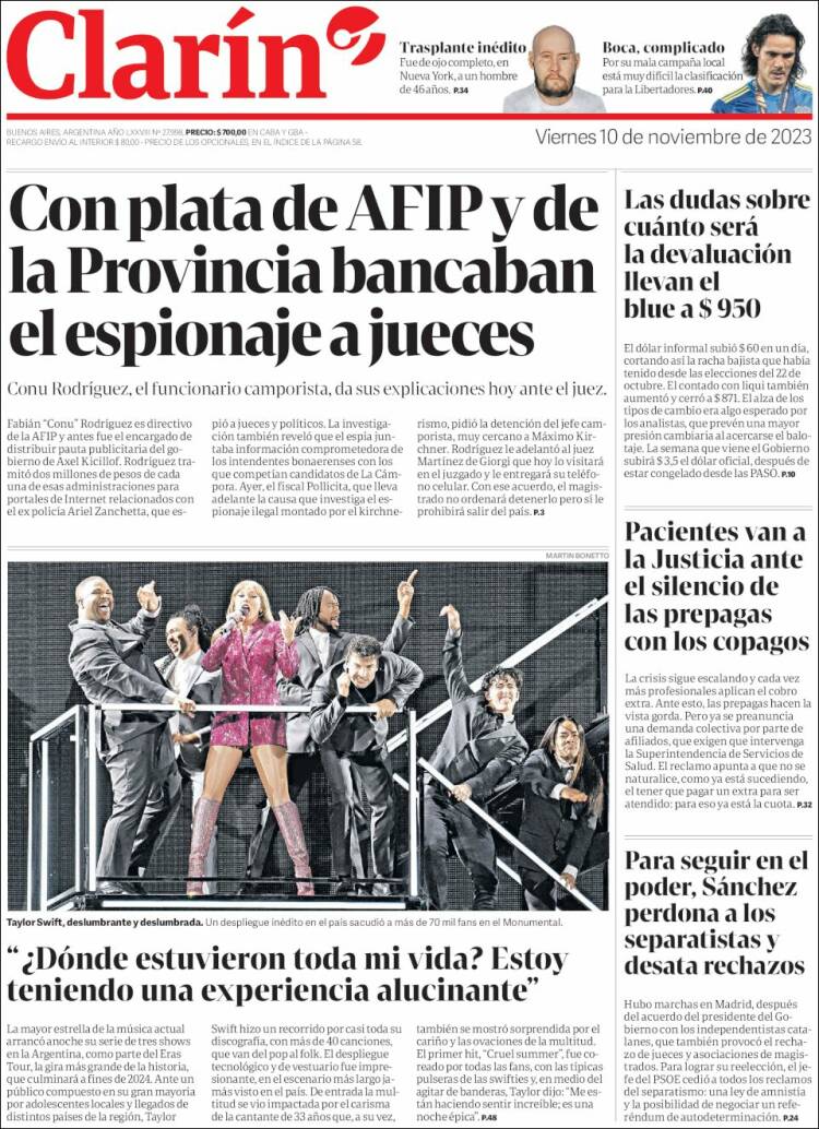 Portada de Clarín (Argentina)