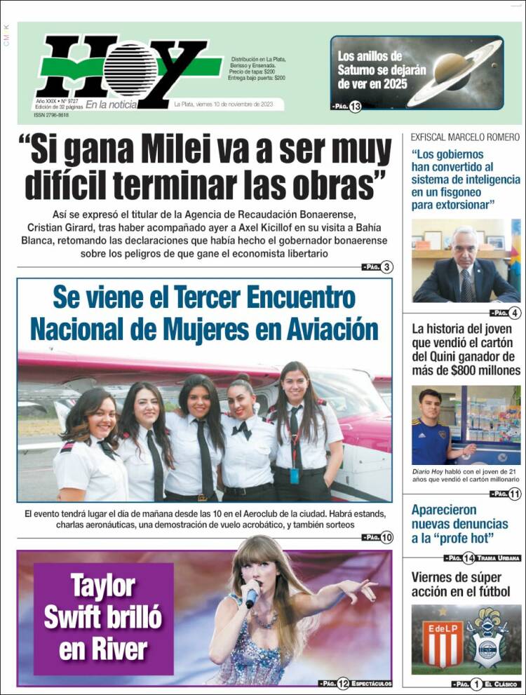 Portada de Diario Hoy (Argentina)