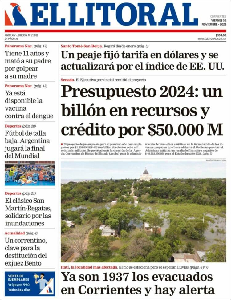 Portada de El Litoral Corrientes (Argentina)