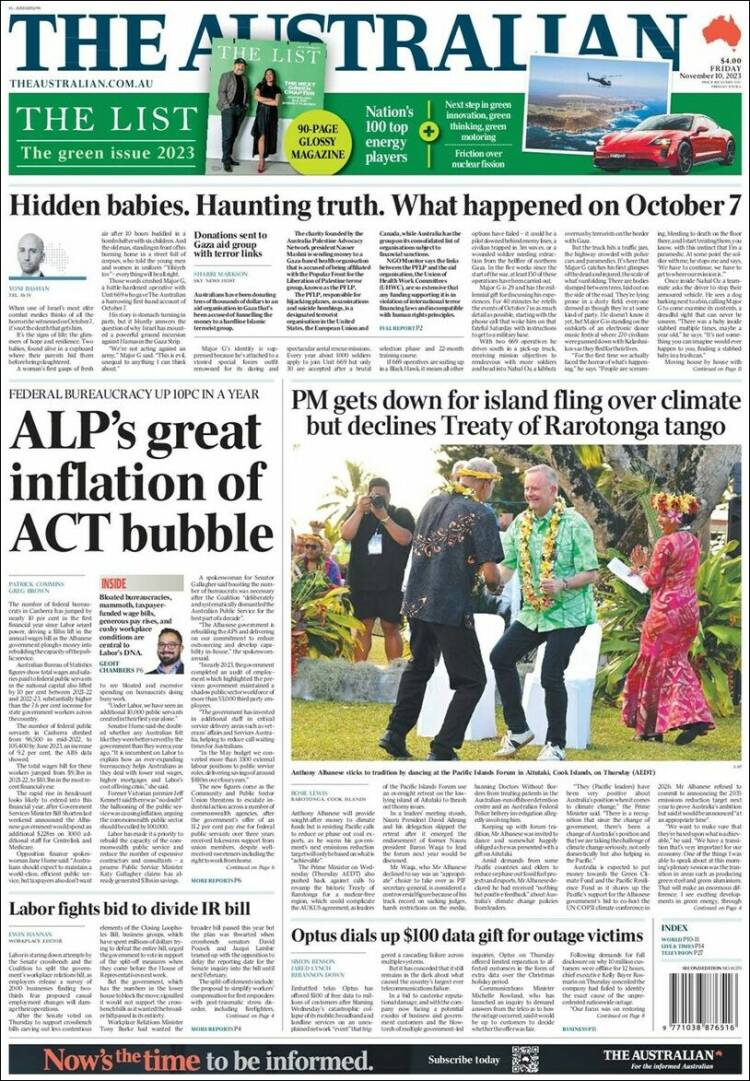 Portada de The Australian (Australia)
