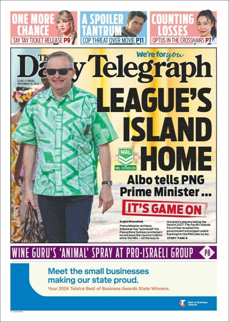 Portada de The Daily Telegraph (Australia)
