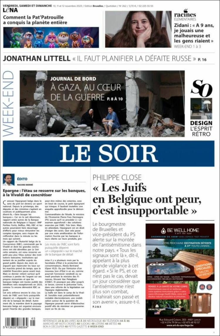 Portada de Le Soir (B&eacute;lgica)