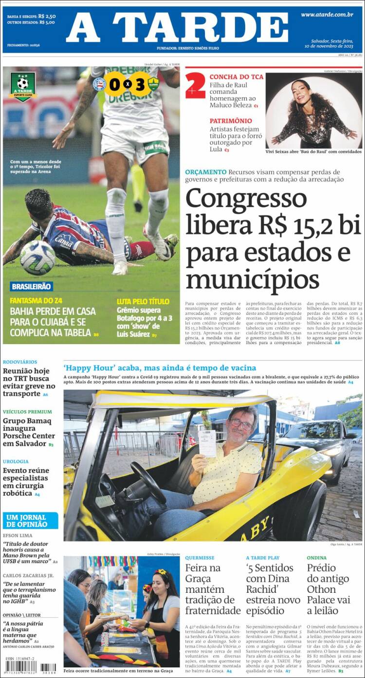Portada de Diário A Tarde (Brasil)