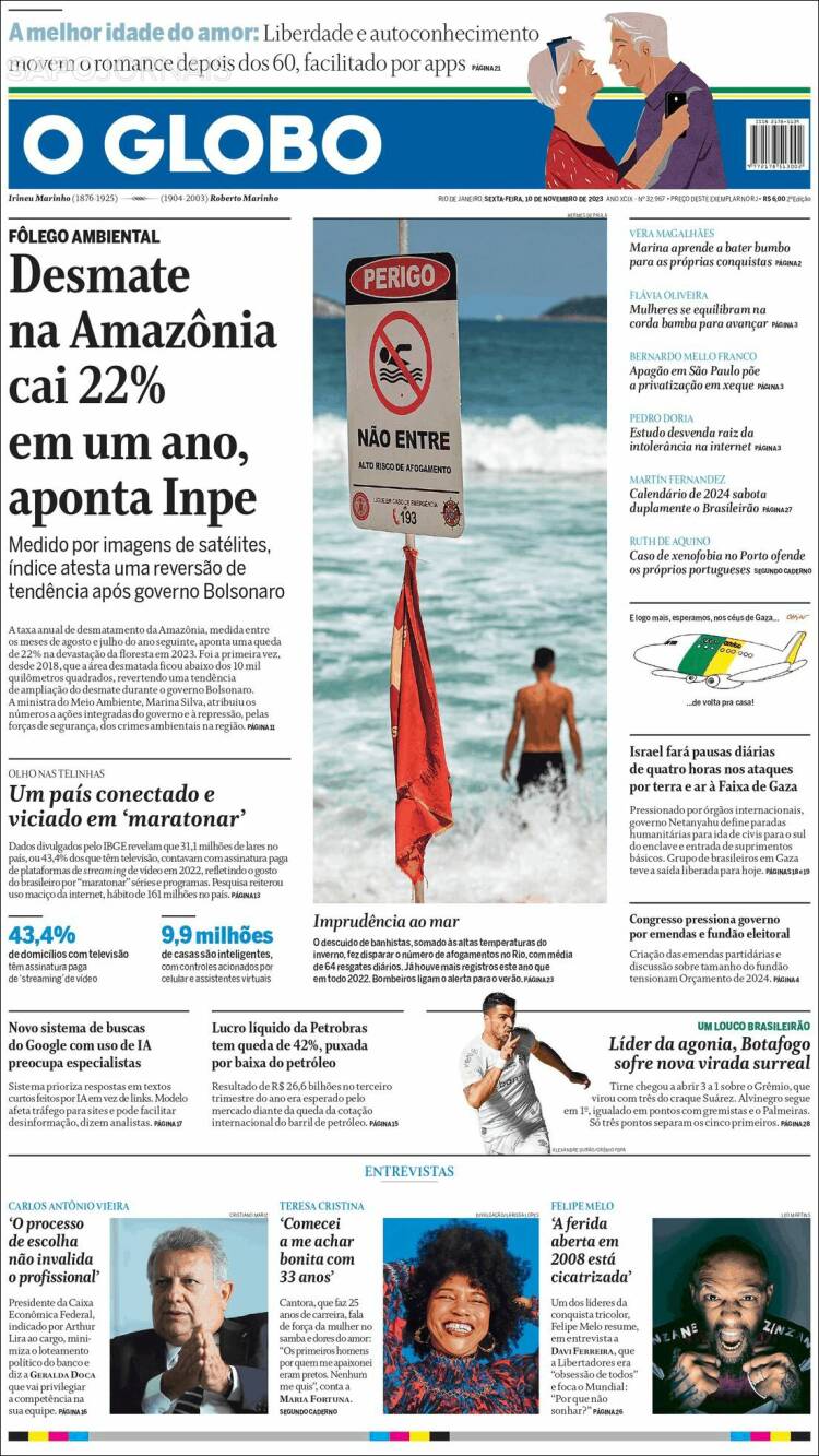 Portada de O Globo (Brasil)