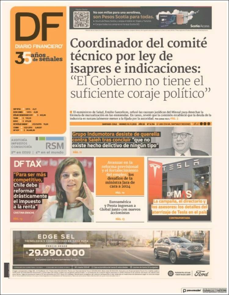 Portada de Diario Financiero (Chile)