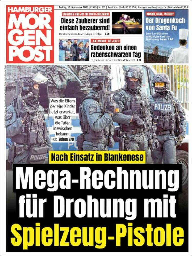 Portada de Hamburger Morgenpost  (Alemania)