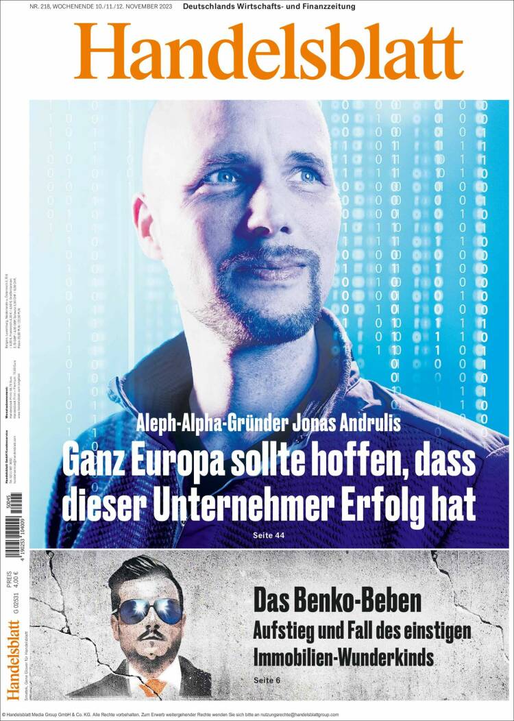Portada de Handelsblatt (Alemania)