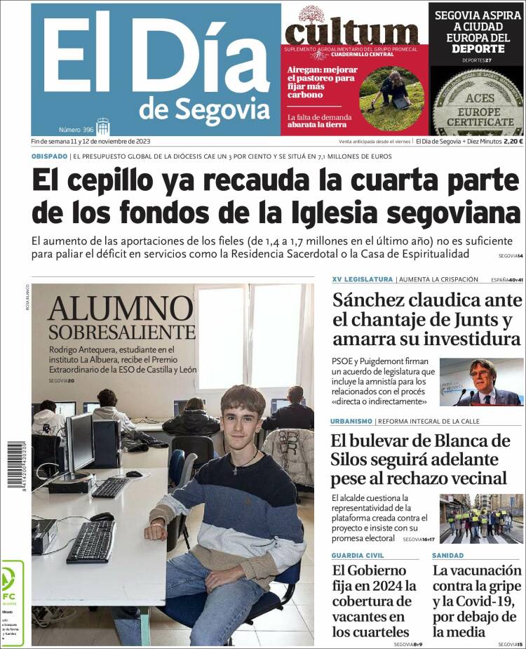 Portada de El Día de Segovia (España)